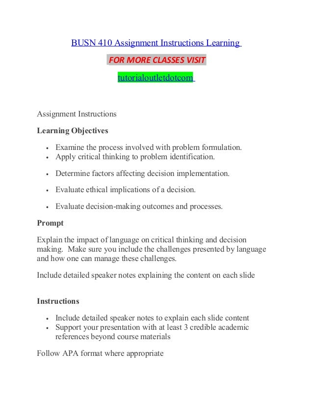 Assignment instructions